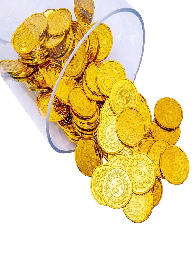 Liatunou 100 Pcs Plastic Gold Coins Bulk,Pirate Gold Coins for Treasure Hunt Games,Party Decorations,Pirate Games,Parade,Rewards,Novelty Party Favors - Image 2